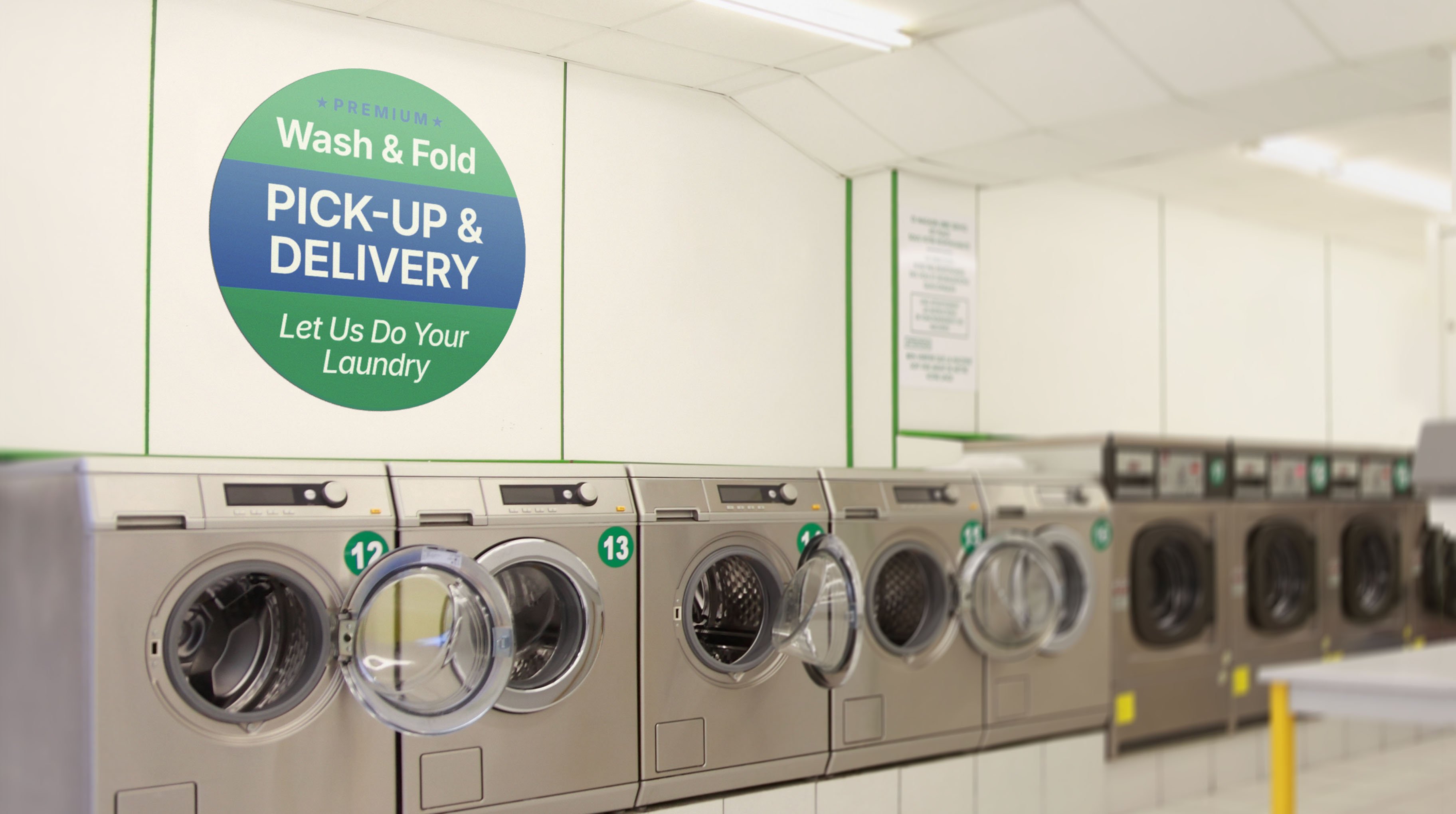 laundromat with signage